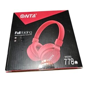 ONTA 778 Wired Over-Ear Headphones Full Folding Deluxe Breathable Red New